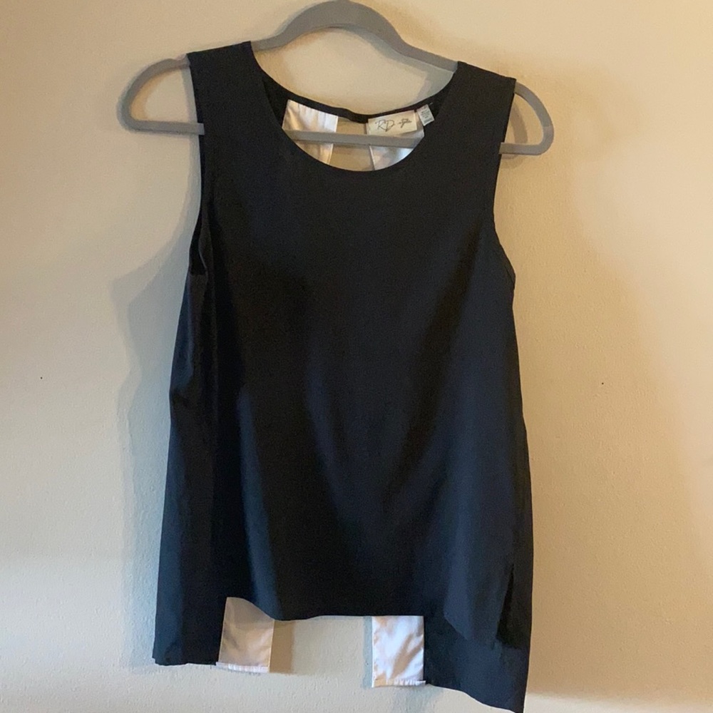 Black silky tank with open back